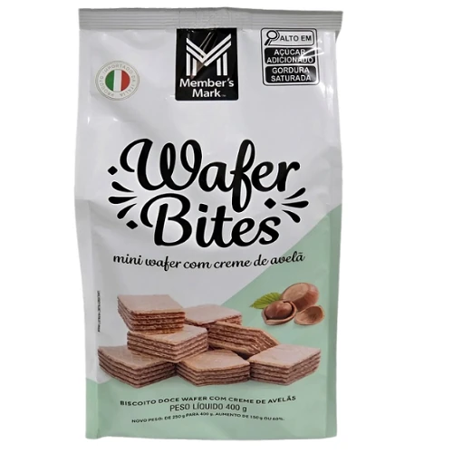 Mini Biscoito Italiano Wafer Bites Com Recheio Avelã 400g